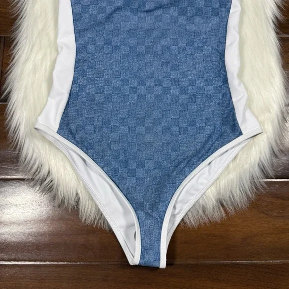Beach Riot Women's Size XS Blue Denim Daze Harmony One Piece Swim Suit NO‎ BELT